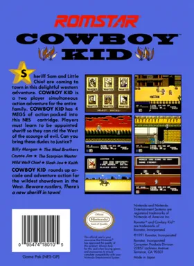 Cowboy Kid (USA) box cover back